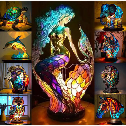 Stained Glass Animal LED Table Lamp